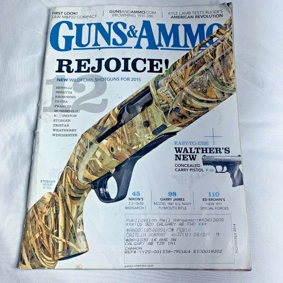 Guns & Ammo Back Issue November 2014 Rejoice NEW Wildfowl Shotguns - Picture 1 of 9
